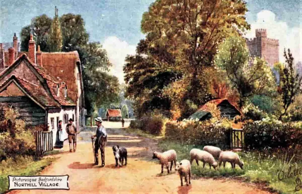 Old picture postcard of Northill in Bedfordshire, England