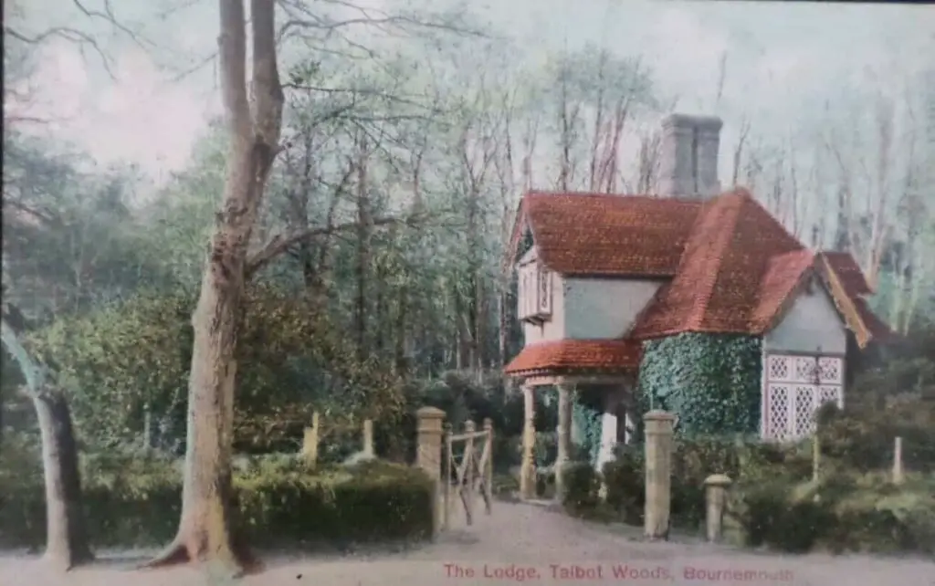 Old picture postcard of The Lodge at Talbot Woods, Bournemouth, Dorset, England