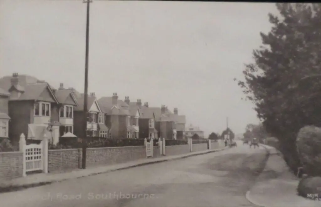 Vintage postcard of Church Road, Southbourne, Bournemouth, Dorset
