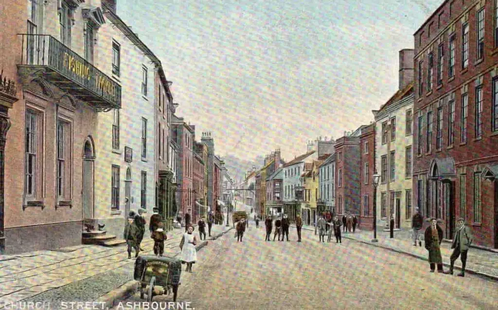 Vintage postcard of Church Street, Ashbourne, Derbyshire, England