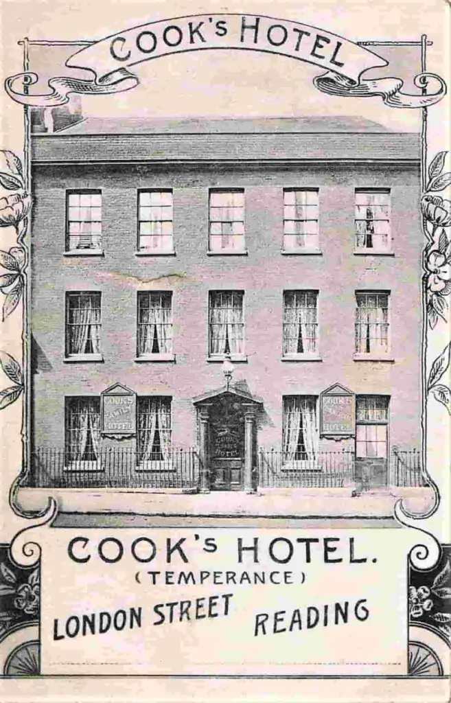 Vintage postcard of Cook's Hotel, an early 1900s Temperance hotel in London Street, Reading, Berkshire