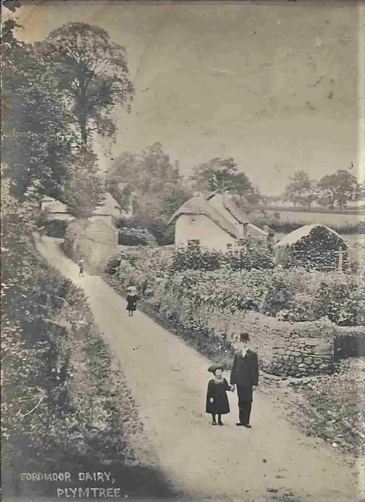 Vintage postcard of Fordmoor Dairy at Plymtree in Devon, England