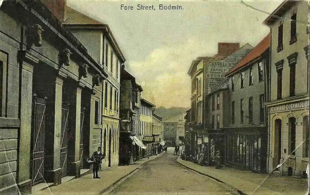 Vintage postcard of Fore Street, Bodmin, Cornwall, circa 1907