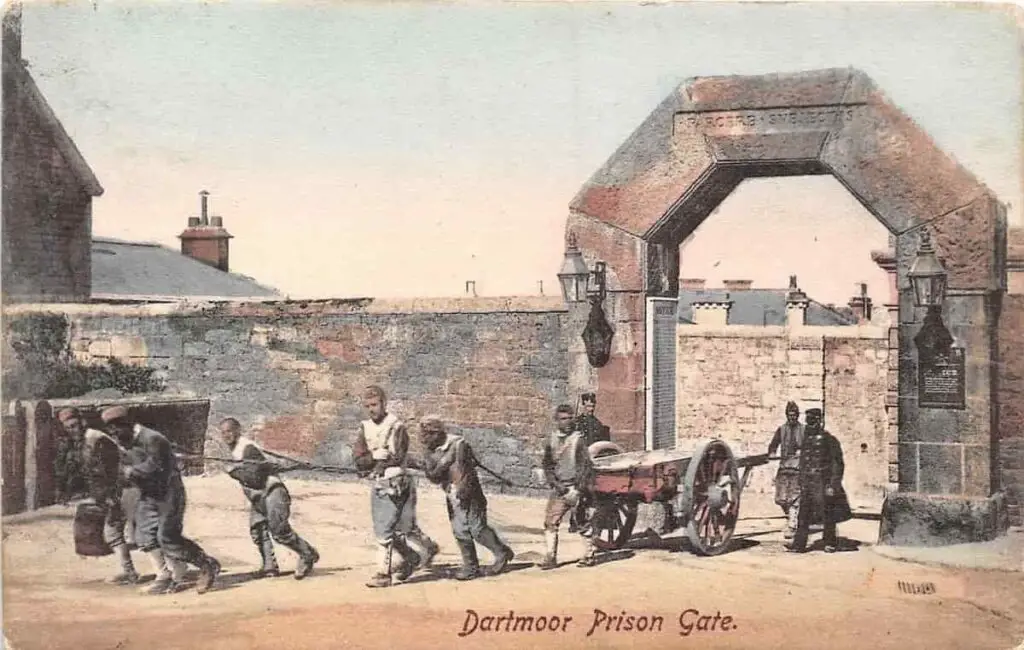 Vintage postcard of the Dartmoor Prison Gate, Devon, England