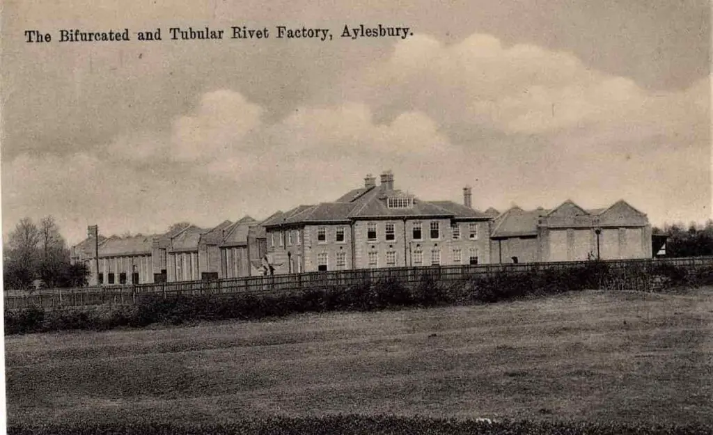 Vintage postcard of the bifurcated and tubular rivet factory in Aylesbury, Buckinghamshire