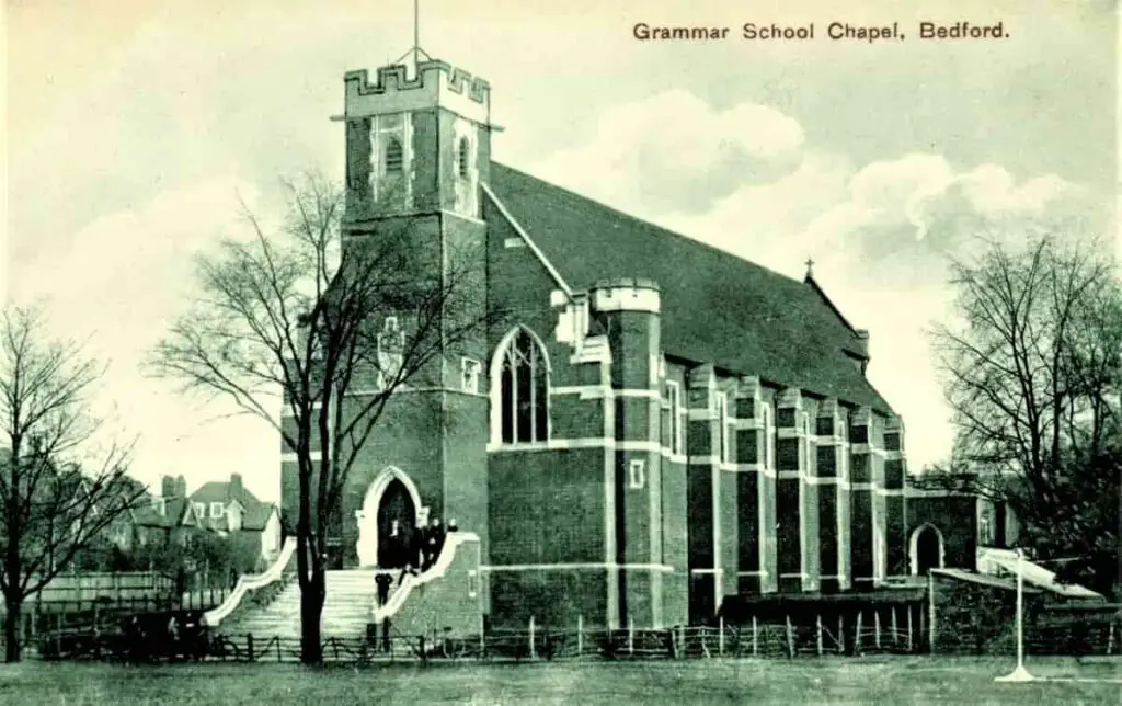 Vintage postcard of the chapel at Bedford Grammar School, in Bedfordshire, England