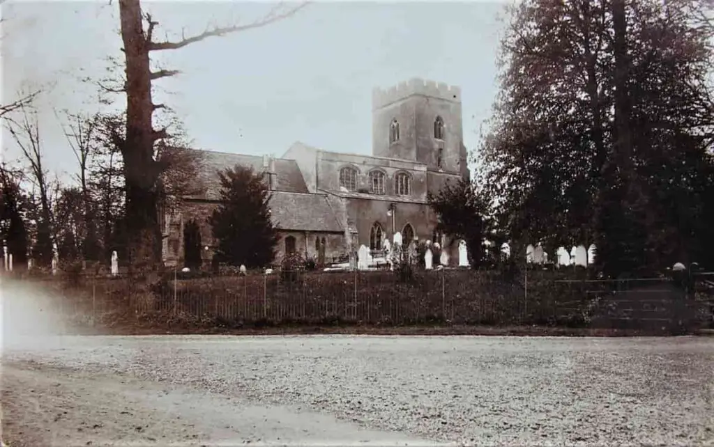 Vintage postcard of the church at Mentmore in Buckinghamshire, England, circa 1907