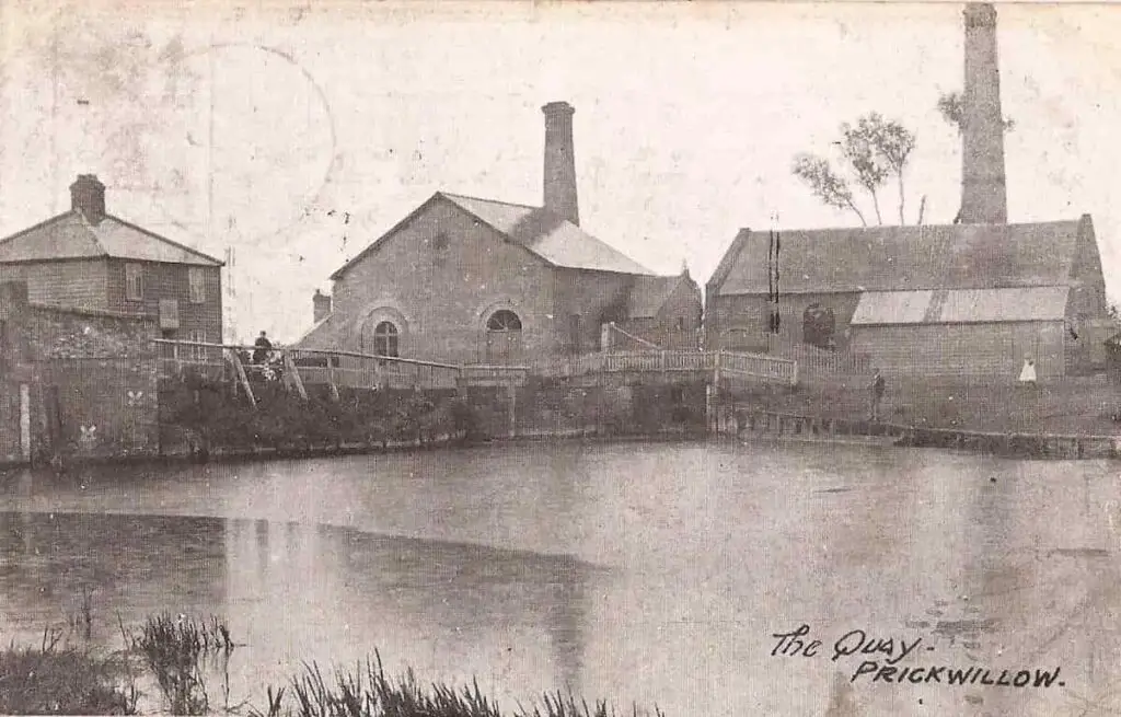 Vintage postcard of the pumping station at the Quay in Prickwillow, Cambridgeshire, circa 1905
