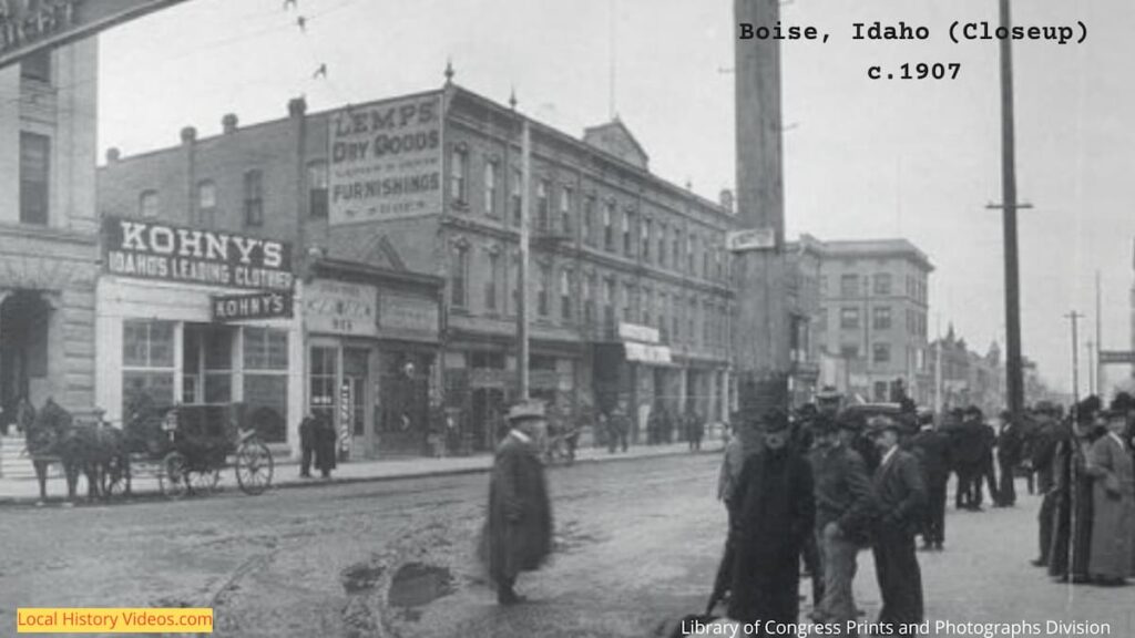 Closeup extract of old photo of Boise Streets, Idaho, taken around 1907