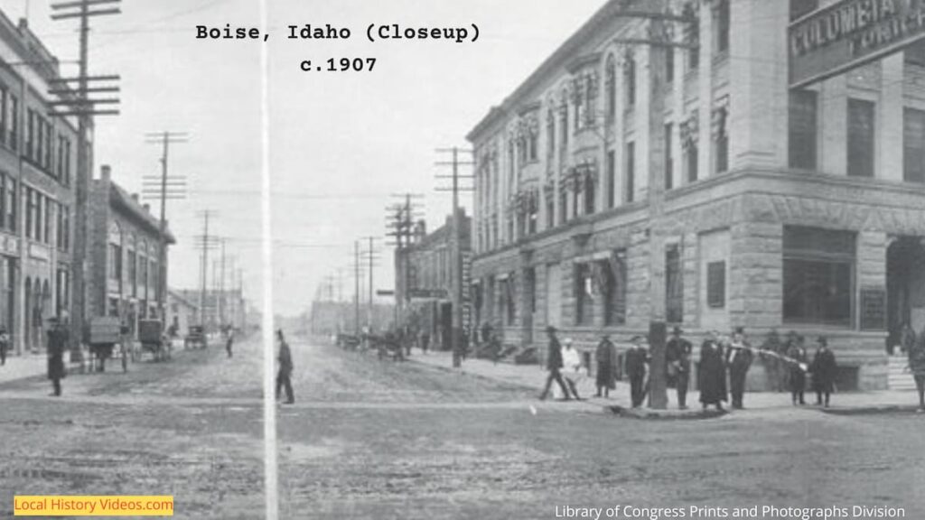 Closeup of Old photo of Boise Streets, Idaho, taken around 1907