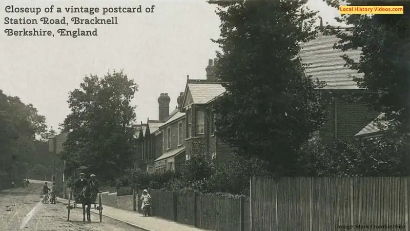 Closeup of a vintage postcard of Station Road, Bracknell Berkshire, England