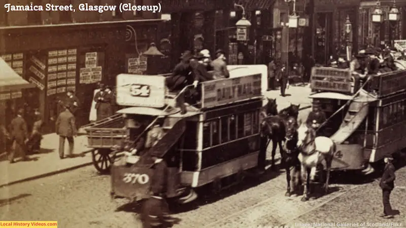 Closeup of an old photo of Jamaica Street, Glasgow, Scotland