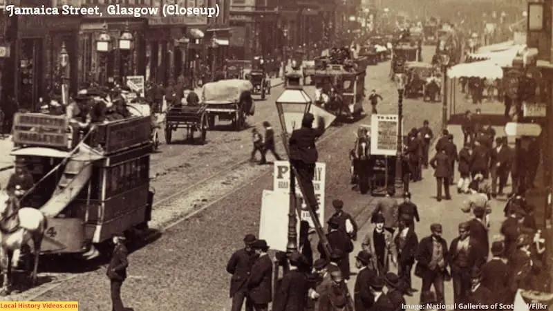 Closeup of an old photo of Jamaica Street, in Glasgow, Scotland