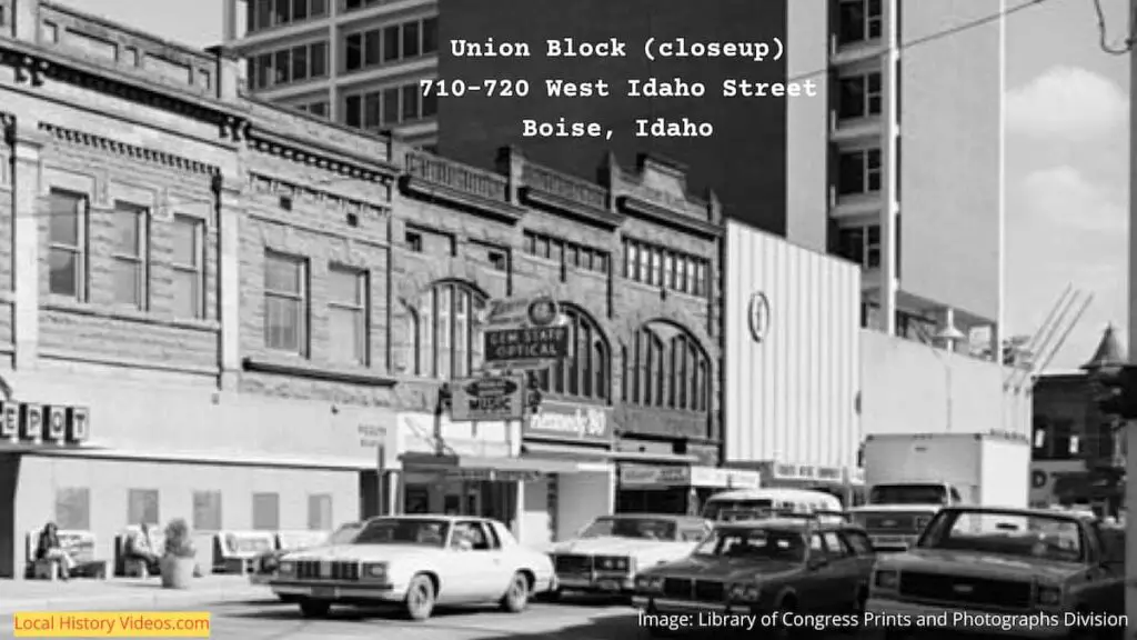 Closeup of an old photo of Union Block, 710-720 West Idaho Street, Boise, Idaho