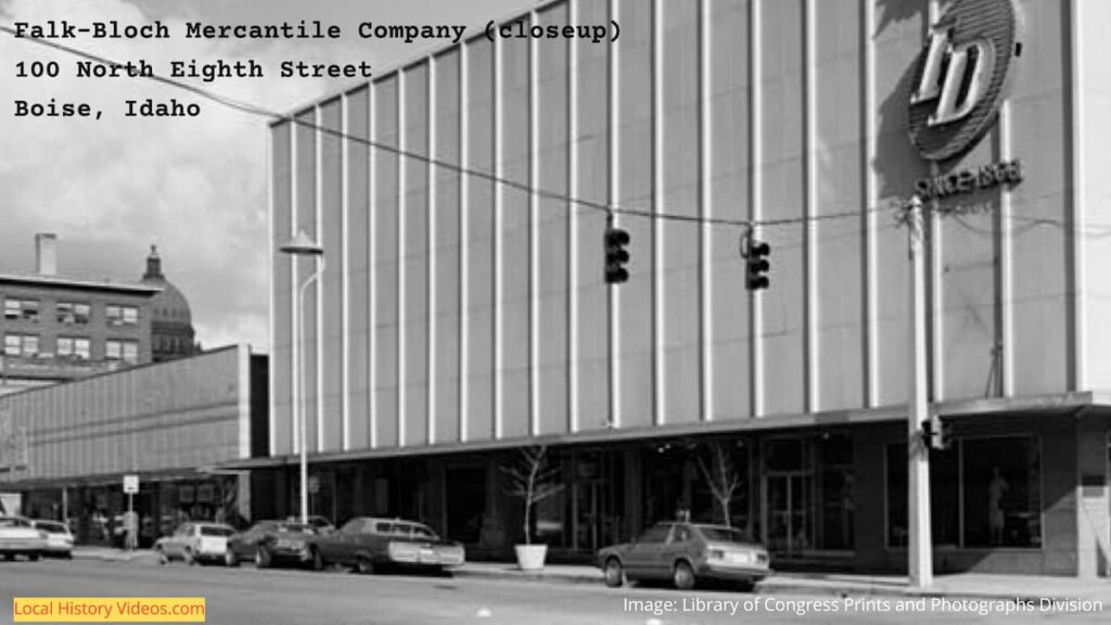 Closeup of an old photo of the Falk-Bloch Mercantile Company, 100 North Eighth Street, Boise, Idaho