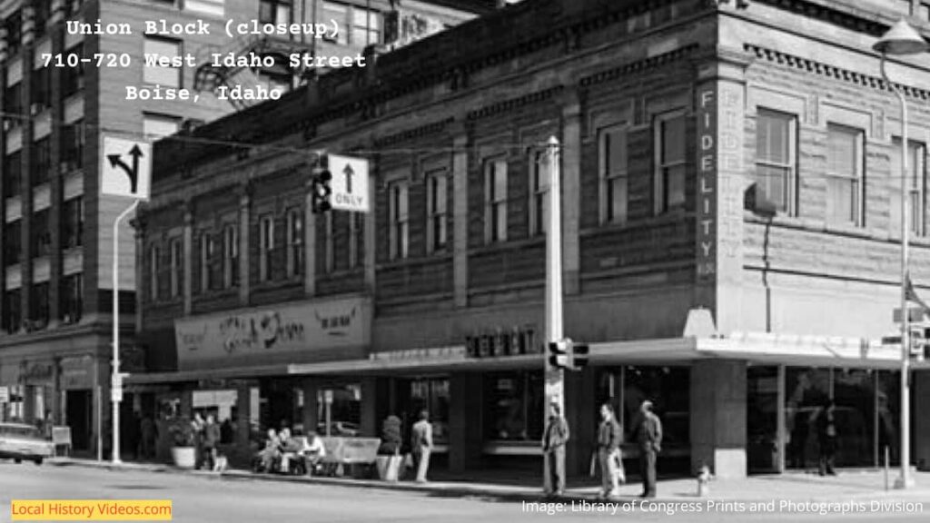 Closeup of old photo of Union Block, 710-720 West Idaho Street, Boise, Idaho