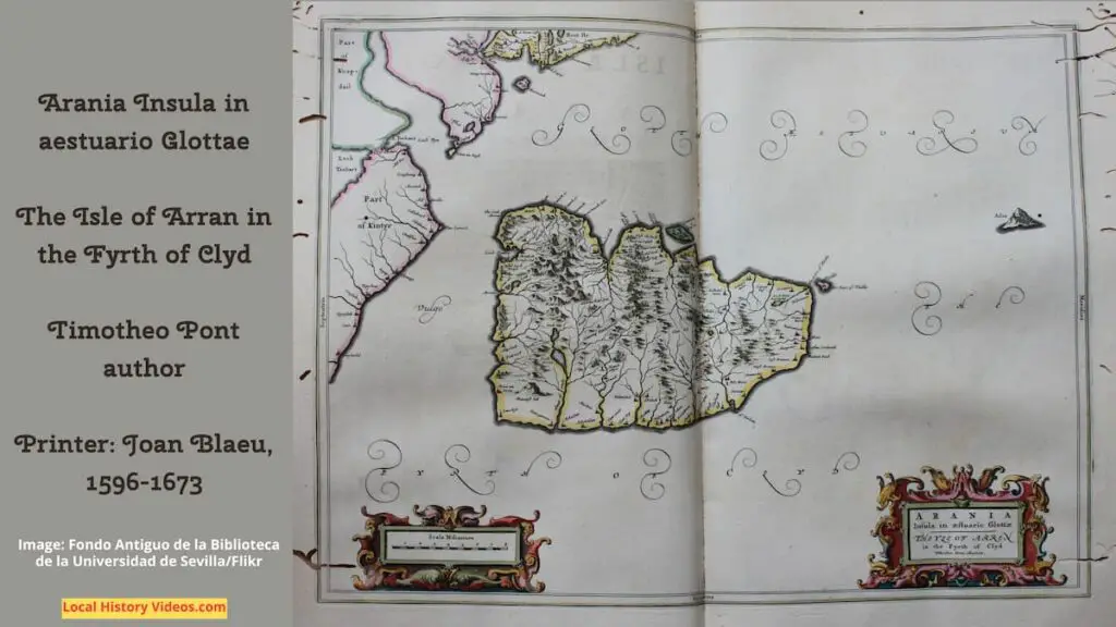 Old map of the Isle of Arran, North Ayrshire, Scotland