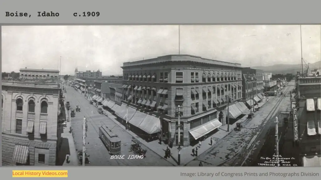 Old photo of Boise streets, Idaho, circa 1909