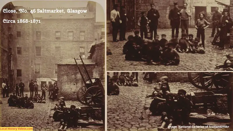 Old photo of Close No 46, Saltmarket, Glasgow, taken sometime between 1868 and 1871