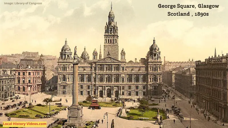Old photo of George Square, Glasgow, Scotland, in the 1890s