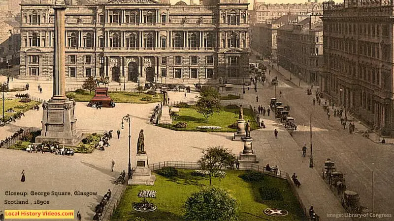 Old photo of George Square, Glasgow, in the 1890s