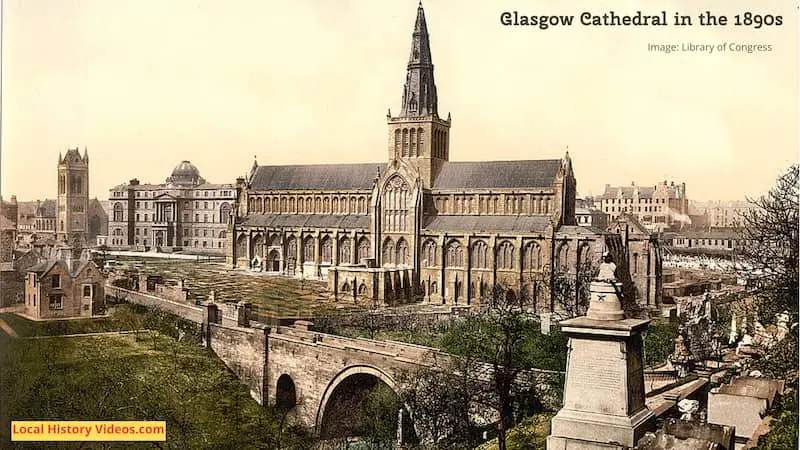 Old photo of Glasgow Cathedral in the 1890s, Scotland
