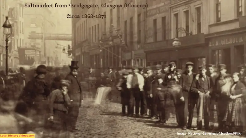 Old photo of Saltmarket from Bridgegate, Glasgow, circa 1868-1871