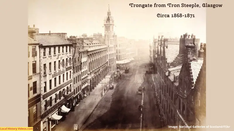 Old photo of Trongate from Tron Steeple, Glasgow, circa 1868-1871