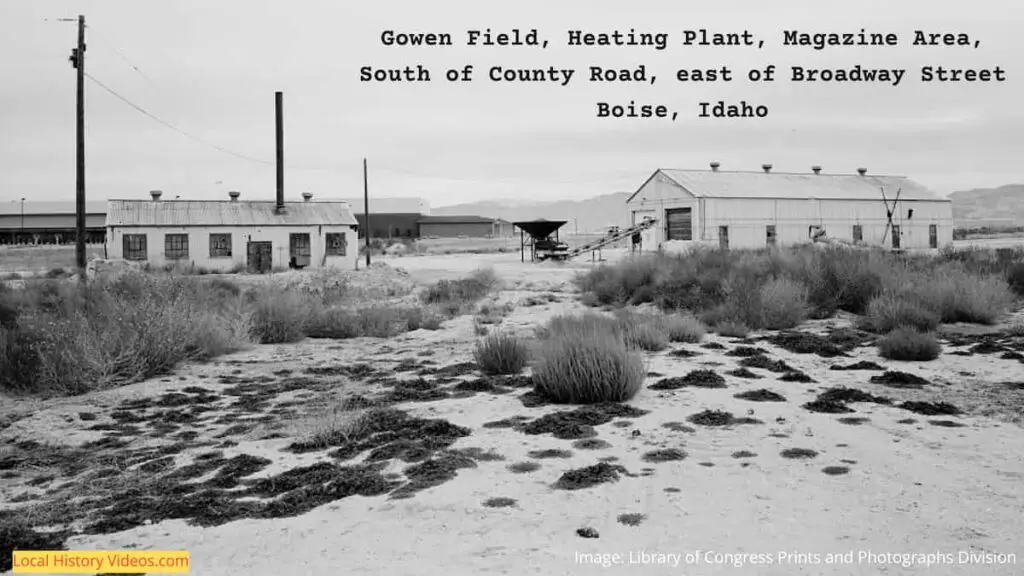 Old photo of the Gowan Field Heating Plant east of Broadway Street, Boise, Idaho