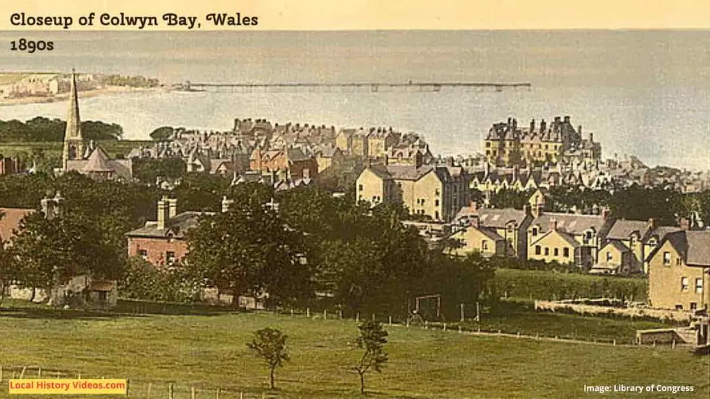 Closeup of an old photo of Colwyn Bay, Wales, taken in the 1890s