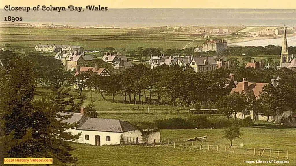 Closeup of an old photo of Colwyn Bay in Wales, taken in the 1890s