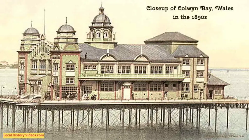 Closeup of an old photo of the pier at Colwyn Bay, Wales, in the 1890s