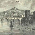 Old Book illustration of Newport and Newport Castle, Wales, published 1888