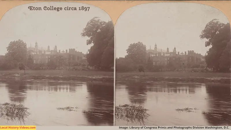 Old photo of Eton College, Berkshire, England, in the 1890s