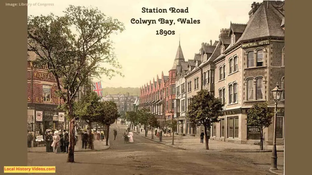 Old photo of Station Road, Colwyn Bay, Wales, taken in the 1890s