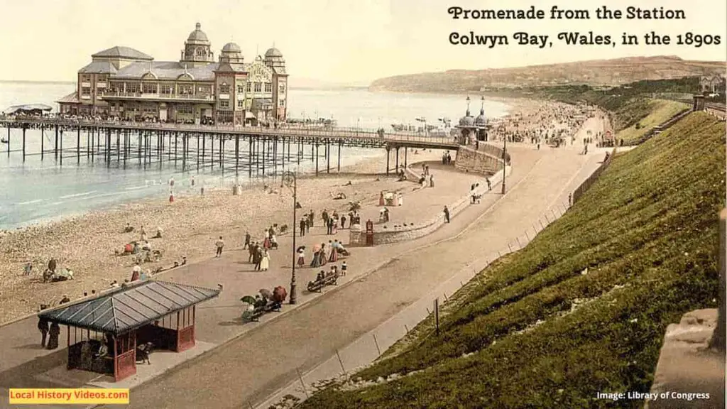 Old photo of the promenade from the railway station in Colwyn Bay, Wales, taken in the 1890s