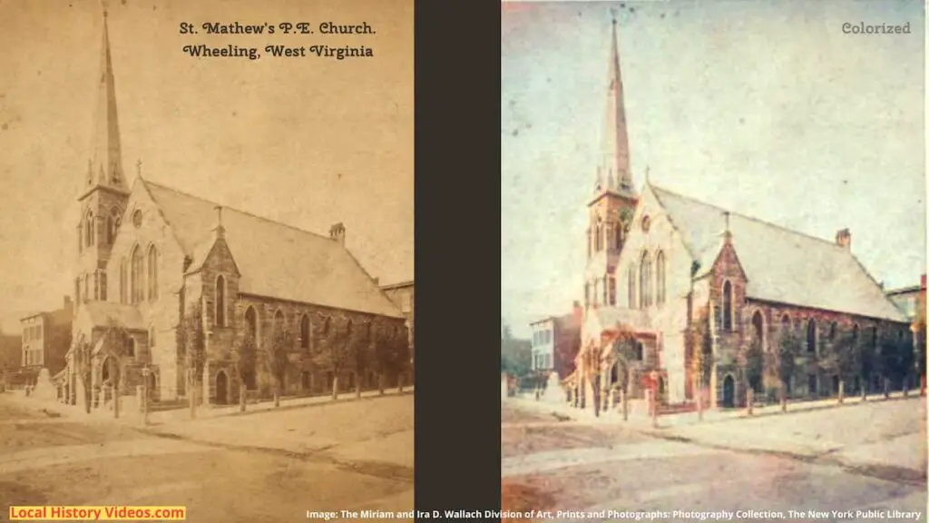 Old photo of St Mathew's PE Church in Wheeling, West Virginia