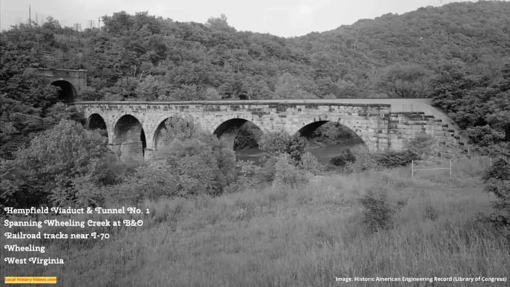 Old photo of the Hempfield Viaduct near Wheeling, West Virginia