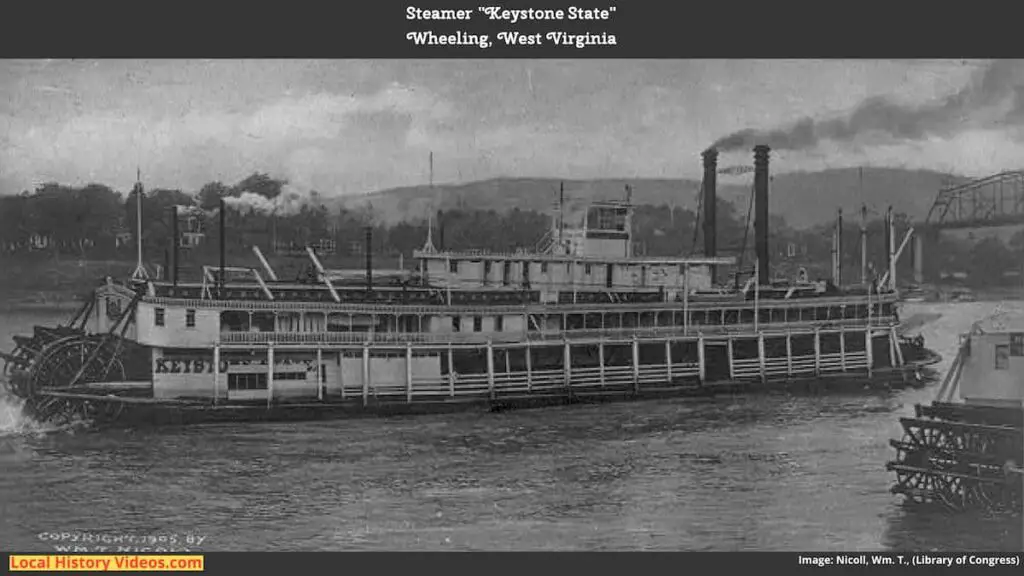 Old photo of the Keystone State steamer at Wheeling, West Virginia