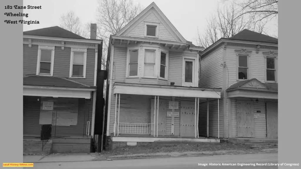 Old photo of the boarded up house at 182 Zane Street, Wheeling, West Virginia