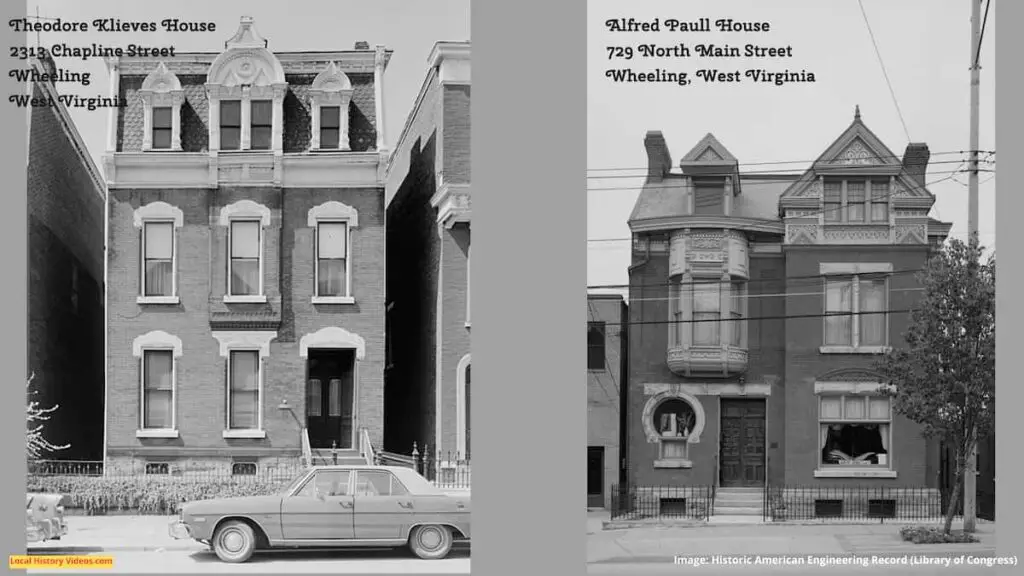 Old photos of houses on 2313 Chapline Street and 729 North Main Street at Wheeling, West Virginia