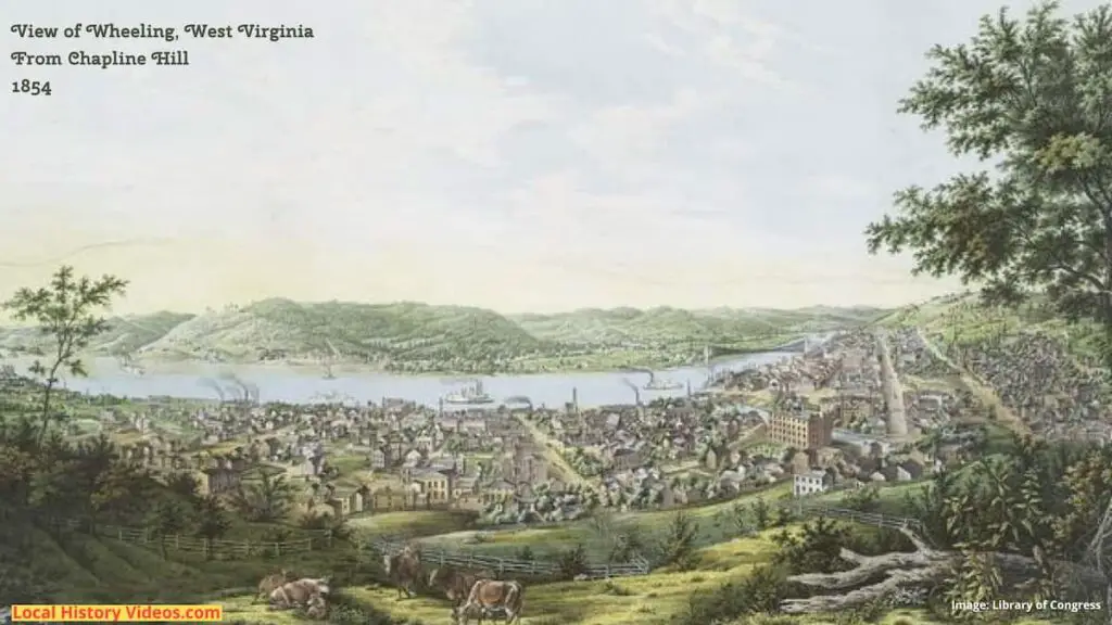 Old picture of Wheeling, West Virginia, published 1854