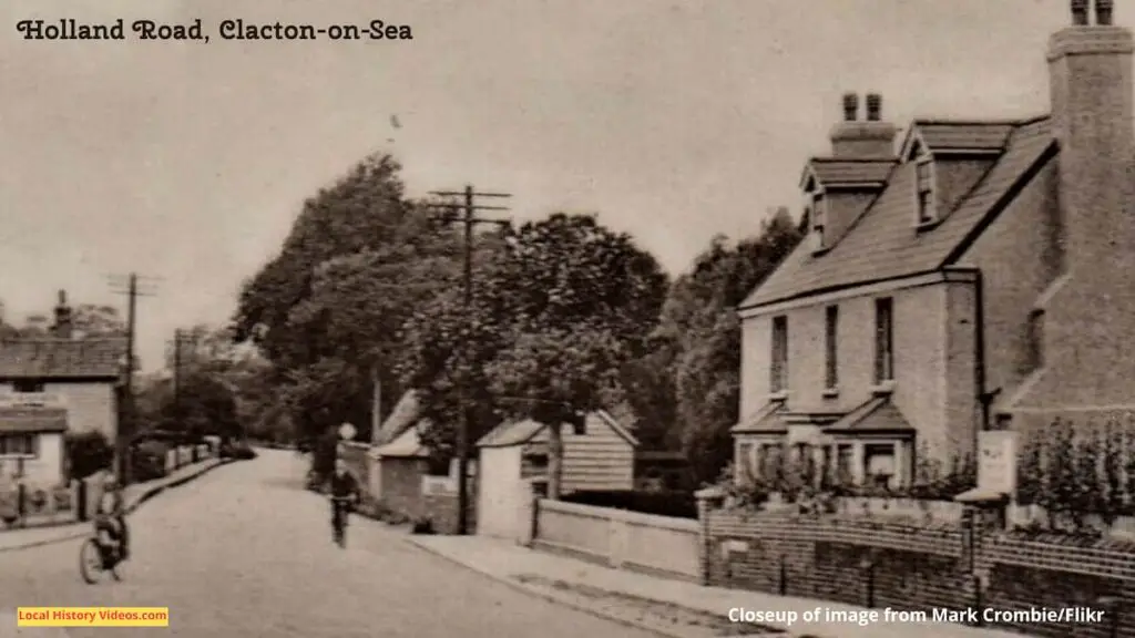 Closeup from an old photo postcard of Holland Road, Clacton-on-Sea, Essex