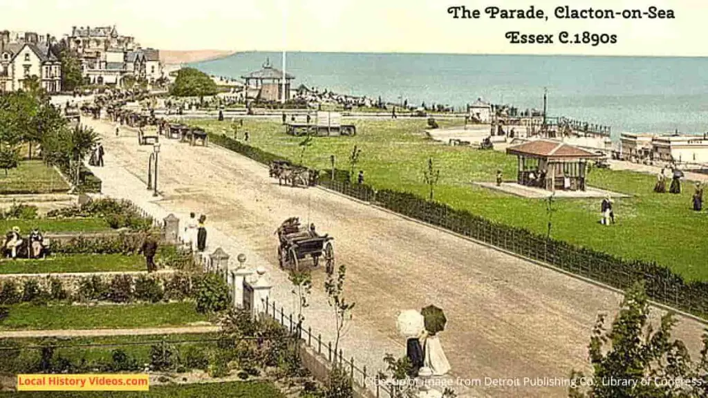 Closeup of an old photo of The Parade, Clacton-on-Sea, Essex, in the 1890s