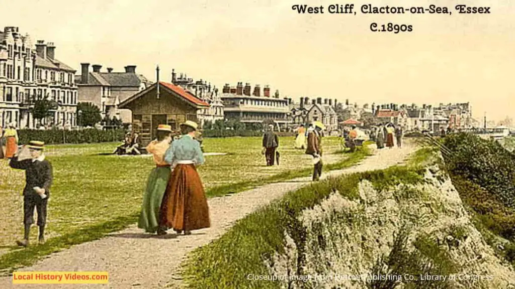 Closeup of an old photo of West Cliff, Clacton-on-Sea, Essex, in the 1890s