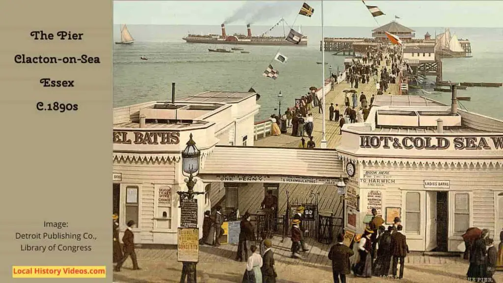 Old photo of the Pier at Clacton-on-Sea, Essex, in the 1890s