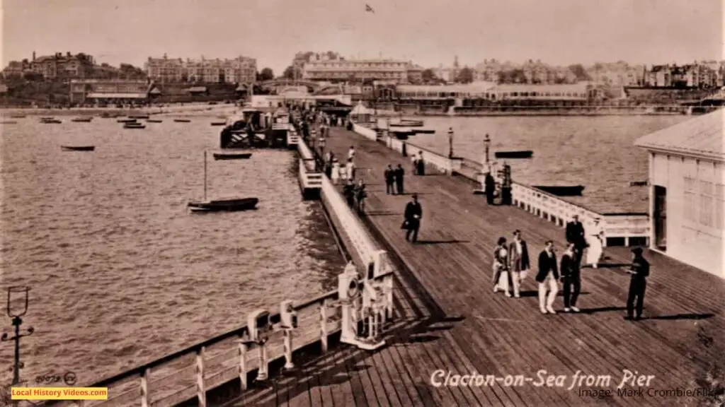 Old photo postcard of Clacton-on-Sea, Essex, from the end of the pier