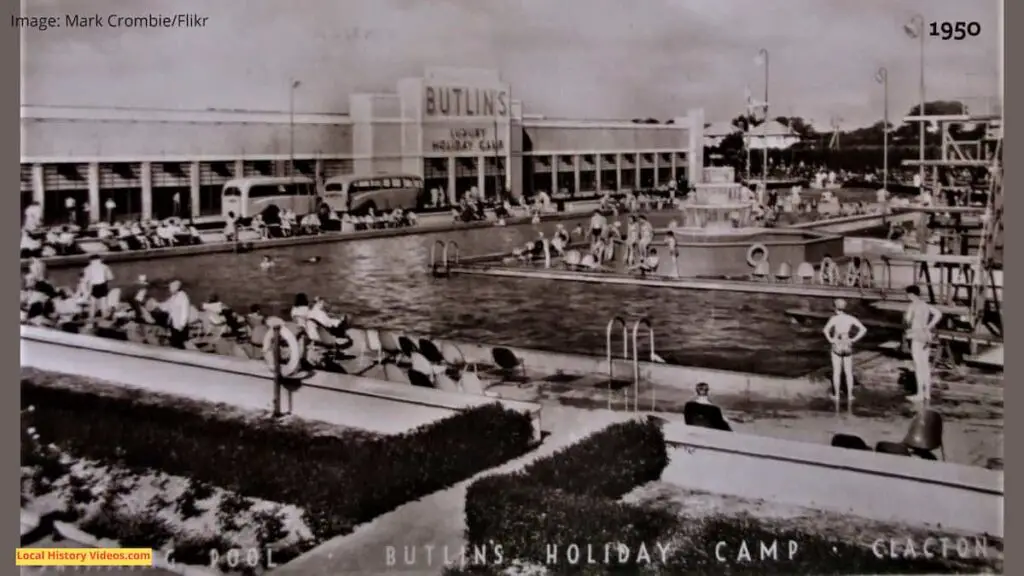 Old photo postcard of the Clacton-on-Sea Butlin's Holiday Camp, circa 1950