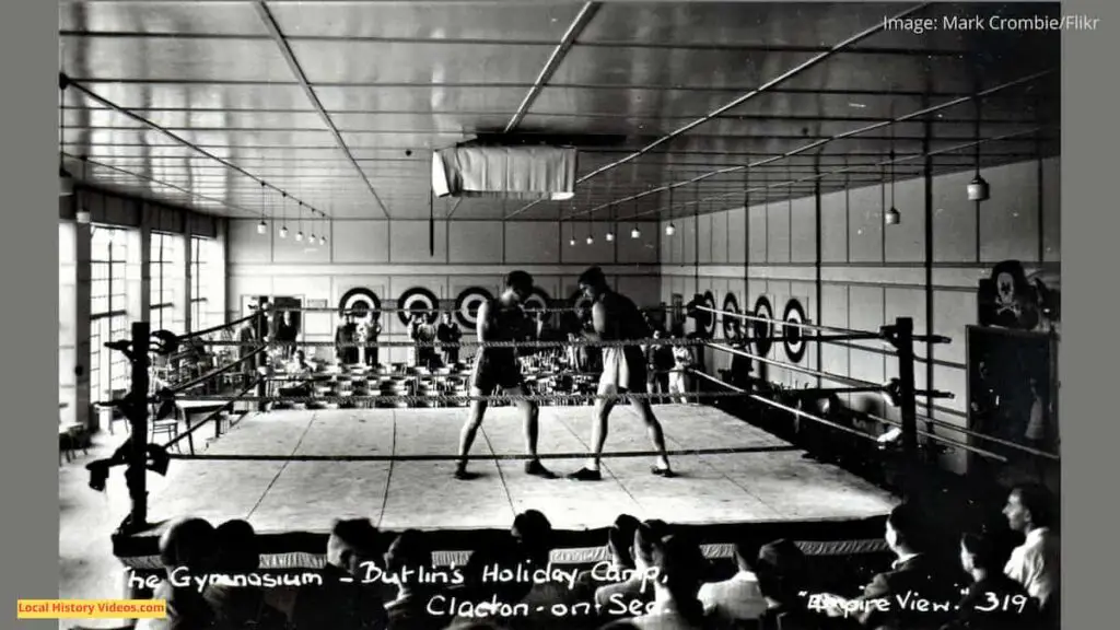 Old photo postcard of the Gymnasium at the Butlin's Holiday Camp, Clacton-on-Sea, Essex