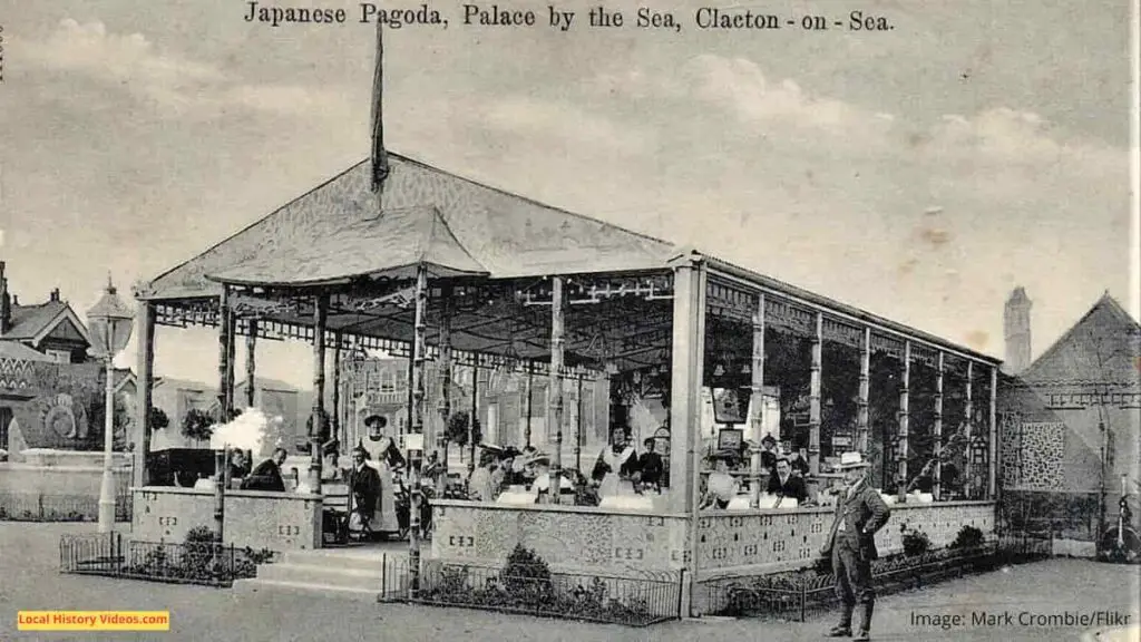 Old photo postcard of the Japanese Pagoda, Clacton-on-Sea, Essex, England